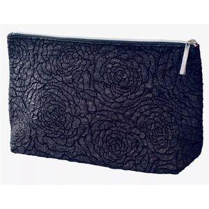 Lancome Paris Black LARGE Rose Travel Cosmetic Makeup Bag L33 Brand New